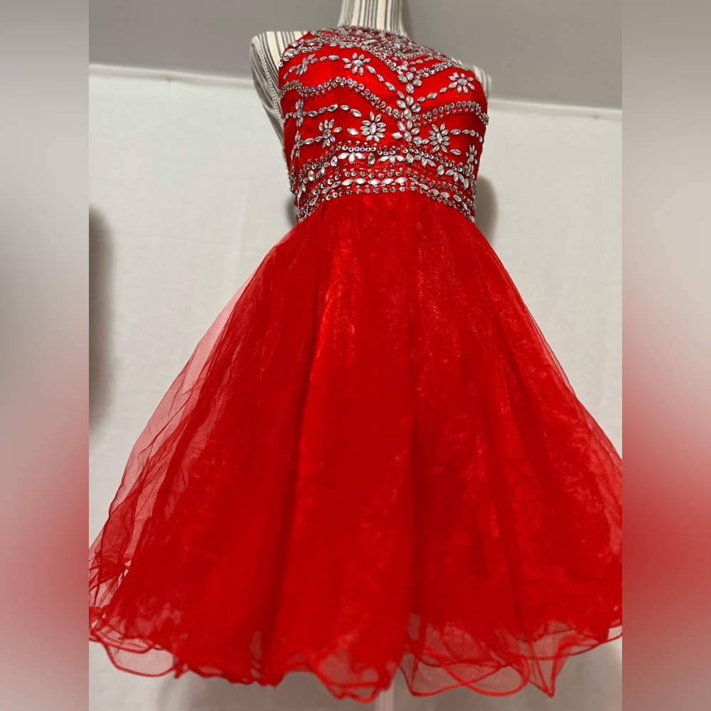 Prom Short Princes Party Rhinestones Dress Size 4 Cocktail Babydoll Mini #3 New